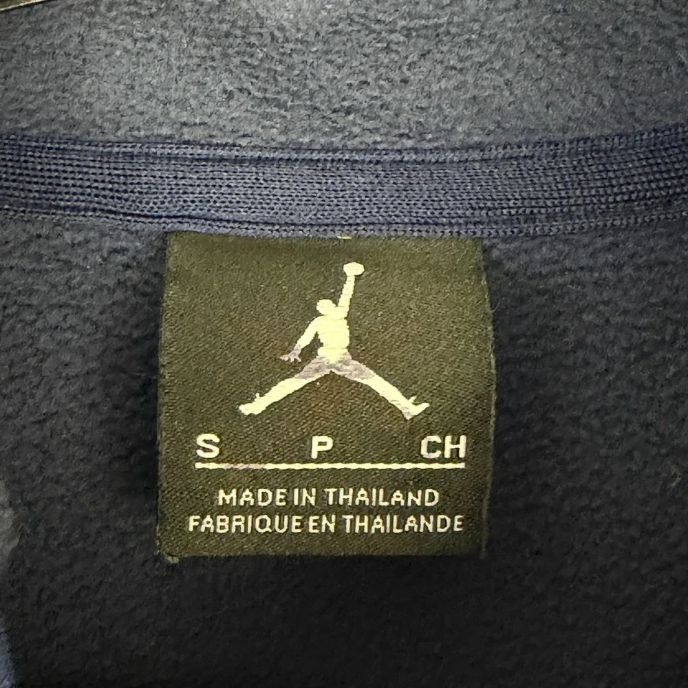 Jordan UNC Tar Heels Hoodie Men Small Quarter 1/4 Zip Fleece Pullover Navy Blue